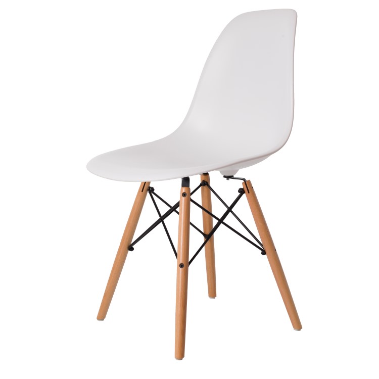 Charles Eames style, Chaise de salle à manger DSW mat PP blanc